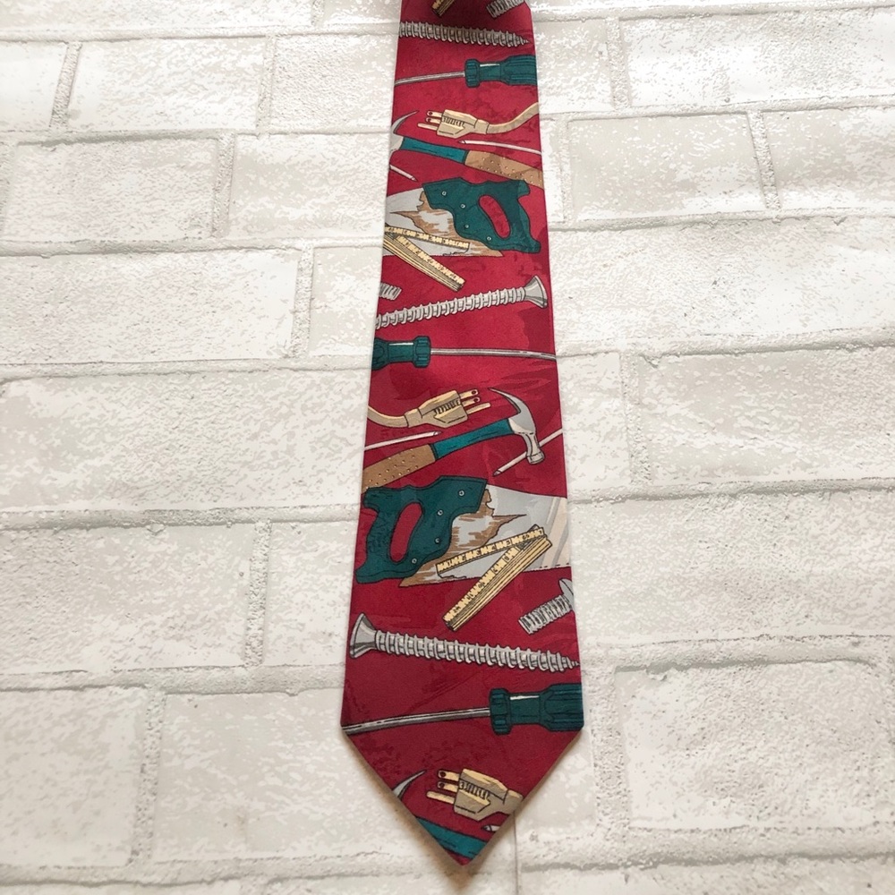 Vintage Home Improvement Tool Time Men’s Tie with tool print